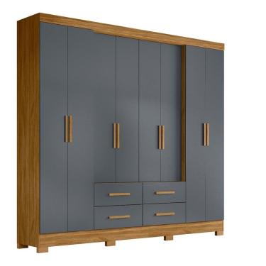 Imagem de Guarda Roupa Casal 8 Portas 4 Gavetas San Lorenzo Plus - Freijó - Cinza Freijó - Cinza