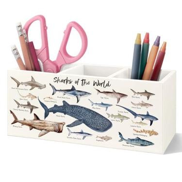 Imagem de VIITlUE 748 Porta-lápis de madeira, organizador de decoração de mesa