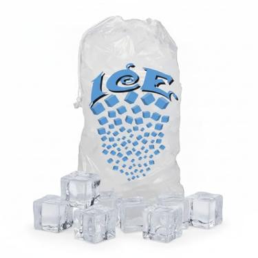 Imagem de Sacos de gelo com cordão e alça de algodão, capacidade de 2,3 kg, 100 unidades