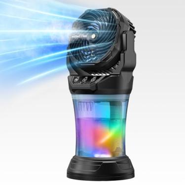 Imagem de Ar condicionado portátil, ventilador de nebulização, ventilador de névoa portátil com controle remoto, ventiladores de névoa recarregáveis para pátios, sistema de névoa de acampamento para uso externo