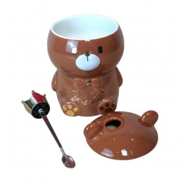 Imagem de Caneca 3D Porcelana Ursinho Marrom com Tampa e Colher