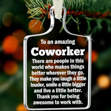 Imagem de Enfeite de colega de trabalho – decoração de árvore de Natal para férias de escritório, presente de agradecimento para colegas, ideia secreta de troca de papai noel, presente de agradecimento para