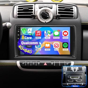 Imagem de [8 núcleos 4+64] Rádio automotivo Qualcomm para Mercedes Benz Smart Fortwo 2005-2010, Volxcereo 22.9 cm Android Touchscreen estéreo com Carplay/Android Auto, GPS, WiFi, Bluetooth 5.0, SWC, FM/RDS