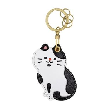 Imagem de Capa MC Fashion de couro PU compatível com AirTag, estojo de rastreador GPS fofo de gato e cachorro de estimação, chaveiro (gato de smoking)