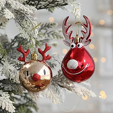 Imagem de ZJchao Enfeites de Bolas de Natal Com Design de Alces, Decorações Suspensas, Adereços de Festas Festivas para Decorações de árvores de Natal, Plástico Dourado Vermelho 8 Cm 11 Cm (B)