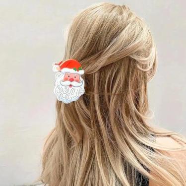 Imagem de Grampos de cabelo de Natal para filha, amiga, presentes de Natal para mulheres, prendedor de cabelo de Papai Noel, antiderrapante, prendedor de cabelo de Papai Noel, clipes de cabelo de inverno