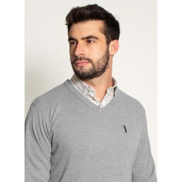 Imagem de Suéter Aleatory Plus Size Gola V New Frame Cinza-Masculino