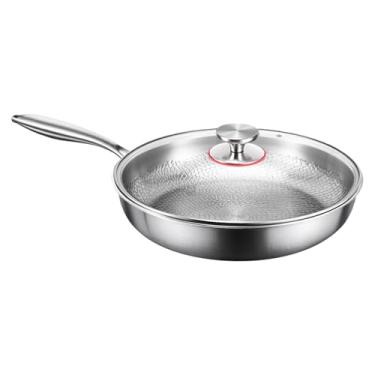 Imagem de Frigideira para panqueca com tampa | Panqueca multifuncional antiaderente, frigideira martelada de titânio para fogão de indução e acampamento