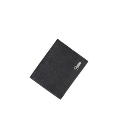 Imagem de Carteiras duplas para homens, carteira masculina portátil de couro PU carteira curta minimalista com vários compartimentos para identidade, Preto, Simples