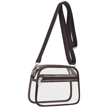 Imagem de USPECLARE Bolsa transparente para eventos em estádios, bolsas transparentes para fãs de esportes, bolsa transversal transparente para shows e festivais, Chocolate, Large