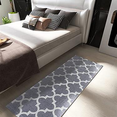 Imagem de Tapete Passadeira Cozinha Corredor 1,30 x 45cm Beira Cama Beira Porta Classic Cinza Antiderrapante Moderno