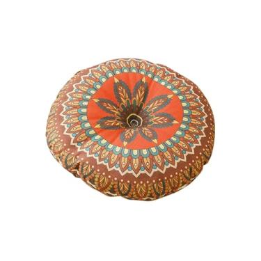 Imagem de Gralara Almofada de chão Almofada para cadeira Prática Multiuso Fácil de usar Decoração Círculo Almofada Tatami Tapete para Yoga Assistir TV Jardim, Marrom
