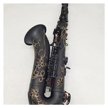 Imagem de Saxofone tenor profissional preto fosco B-tone artesanato escovado antigo com lindamente esculpido