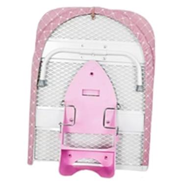 Imagem de IEUDNS Tábua de passar roupa dobrável com suporte para ferro, premium, estável e com economia de espaço, para uso doméstico, Rosa