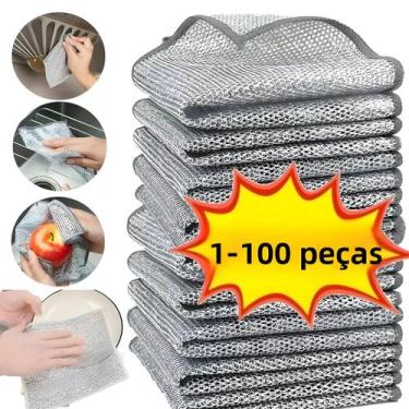 Imagem de Pano De Prato De Tecido Prateado Dupla Face Absorvente Antiaderente Pa