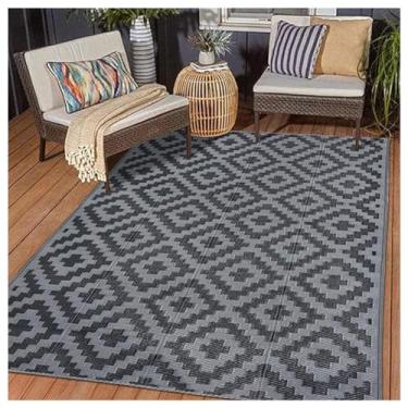 Imagem de SPXMQSS Tapetes externos para jardim, tapetes grandes para área externa, tapetes de plástico antiderrapantes reversíveis para jardim, tapete de limpeza fácil para trailer, deck, varanda, varanda C 274