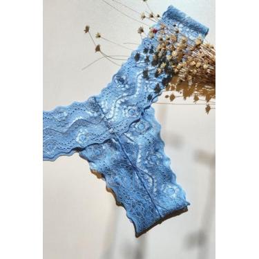 Imagem de Calcinha Lidia Rendada Semi-Fio - Collection Lingerie Ltda, Azul claro