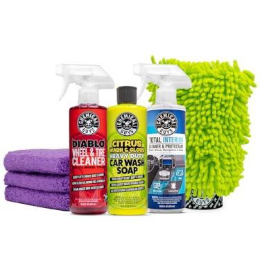 Imagem de Chemical Guys HOL357 Kit de lavagem de carro Clean & Shine – Seguro para carros, caminhões, motocicletas, SUVs, Jeeps, RVs e mais (conjunto de 7 peças, incluindo 3 produtos químicos para detalhes de carros de 473 ml)
