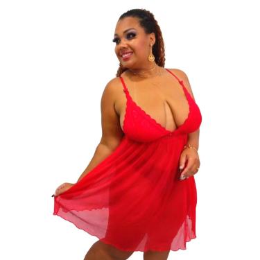 Imagem de CAMISOLA PLUS SIZE  DOLCE SEDUTTI EM RENDA VERMELHO D60