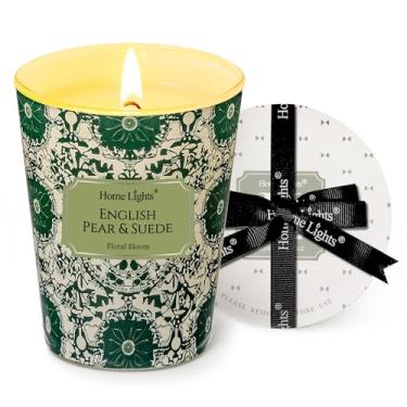 Imagem de HomeLights Velas de cera de soja perfumadas em casa, 1 pavio com perfume de pera e camurça, velas de aromaterapia, presente para festas, relaxantes, texturas naturais boêmias, 200 ml