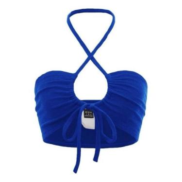 Imagem de Top Cropped Blusinha Blogueira Tendencia Canelado Qualidade Amarração 