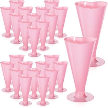 Imagem de Ziliny 50 peças de taças de champanhe em forma de coração, taças de champanhe de 160 ml, copos de vinho de plástico descartáveis para coquetéis, bebidas, aniversários, festas de casamento (rosa)