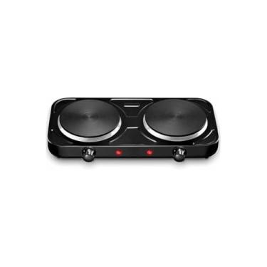 Imagem de Fogão Elétrico 2 Bocas, Portátil, Revestimento Antiaderente, 5 Níveis de Temperatura, 43x21x4cm