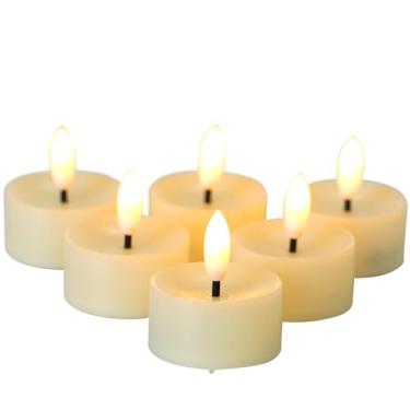Imagem de CANDLE CHOICE Luzes de chá sem chamas operadas por bateria, pavio preto realista, brilhante, velas de LED cintilantes para mesa de casamento, centros de mesa, decorações de Natal, Halloween, pilhas