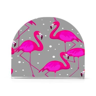 Imagem de Qilmy Porta-guardanapos de acrílico para flamingos rosa vibrantes, porta-guardanapos para mesas cozinha restaurante decoração de casa, suporte decorativo moderno para guardanapos de coquetel de papel