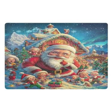 Imagem de STAYTOP Tapete de porta feliz Papai Noel, entrada externa, 81 x 50 cm, tapete de boas-vindas ao ar livre/interno, tapetes de banho fofos, capacho frontal antiderrapante para entrada, pátio, áreas de