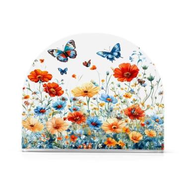 Imagem de Qilmy Porta-guardanapos para mesas de primavera flores silvestres e borboletas – Porta-guardanapos para cozinha, porta-guardanapos de mesa, porta-guardanapos de coquetel, porta-guardanapos de papel279