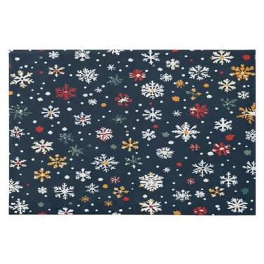 Imagem de CEBUGI Tapete de área 60 x 90 cm, macio, lavável, antiderrapante, com suporte de borracha, pequenos flocos de neve, tapetes para área para sala de estar, quarto, decoração de casa
