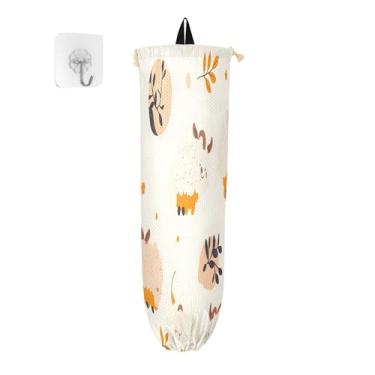 Imagem de xigua Suporte de parede para saco plástico de ovelhas de desenho animado com cordão, pacote com 2, organizador de sacola de mercearia reutilizável para bolsas, meias, roupas íntimas e gravatas