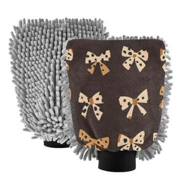 Imagem de STAYTOP Lindas luvas de lavagem de carro com gravata borboleta, 2 peças, luvas de microfibra de chenille, sem arranhões, panos de esponja de lavagem ultra absorventes para carros, limpeza doméstica