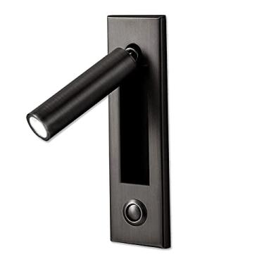 Imagem de Luminária de cabeceira LED 3W 4000K para quarto, ajustável, embutida na parede, com spots giratórios e interruptor de pressão.