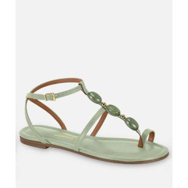 Imagem de Sandália Feminina Rasteira Pedras Sintéticas Vizzano V-11132, Verde, 3