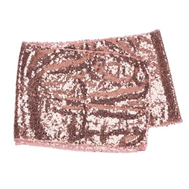 Imagem de Toalha de mesa de lantejoulas Toalha de mesa de lantejoulas douradas Toalha de mesa de sobreposição elegante brilhante sem costura opaca sem lantejoulas caindo para festa de (Rósea)