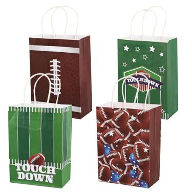 Imagem de Whiosyrt 24 peças de sacolas de presente de festa de futebol com alças de papel de futebol americano, sacos de guloseimas para decoração de festa temática para artigos de festa de aniversário