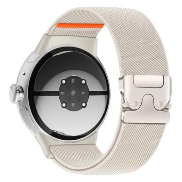Imagem de Zspoly Pulseira masculina de nylon Pixel Watch 4 de 41 mm, para relógio Google Pixel 1/2/3, com fivela de paraquedas, elástica, esportiva, trançada, Starlight, pulseira de tecido impermeável