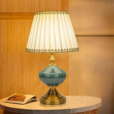 Imagem de Quarto Contemporâneo Lâmpada De Mesa De Cerâmica LED Criatividade Americana Sala De Estar Quarto Infantil Estudo Villa Hotel Cabeceira Mesa Luz (Estilo 13)