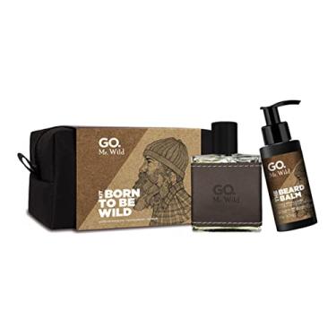 Imagem de Kit Necessaire Go Man linha GO Mr Wild - Perfume EDP Amadeirado + Balm de Barba + Necessaire de couro sintético exclusiva e feita a mão, excelente presente para homens discretos porém notáveis