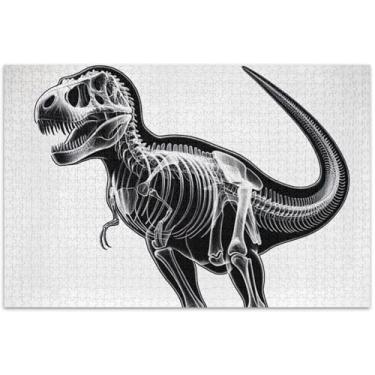 Imagem de Quebra-cabeça de caveira de dinossauro 500 peças para adultos elefante branco exclusivo arte de pintura animal, 50 x 37 centímetros