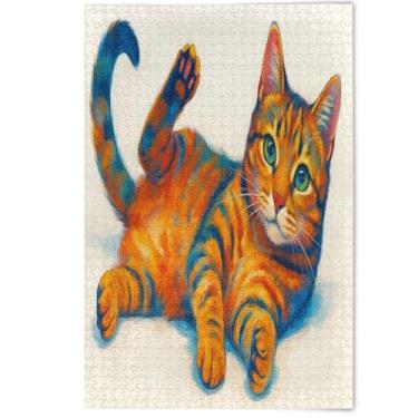 Imagem de Jigsaw Puzzle for Adults 1000 Pieces Cute Cartoon Orange Cat Funny Gifts for Puzzle Lovers Creative Colorful Puzzles Aesthetic Art Decor Painting, 1000 Pieces, 29.5" x 19.7"
