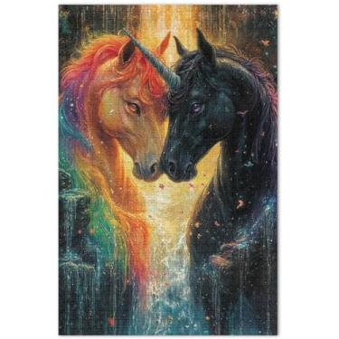 Imagem de Unicórnios roxos cenário fantástico adultos quebra-cabeça 1000 peças arte decoração pintura personalizada difícil quebra-cabeças jogo quebra-cabeça, presentes, 75 x 40 centímetros