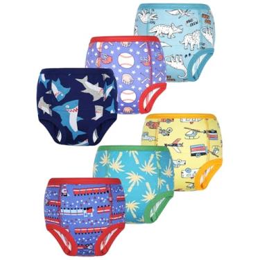 Imagem de MooMoo Baby Roupa íntima de treinamento para meninos e meninas, pacote com 8 calças absorventes de treinamento para meninas de 2 a 7 anos, Dina e carro, 3 Anos