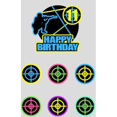 Imagem de Paintball Cake Topper Kids Official Teen Shooting Theme 10th Birthday Happy Crosshair Decorations, Boys and Girls Birthday Party, Shooting War Game Party Decoration (11th)