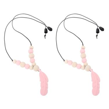 Imagem de Dioche Conjunto de Colar de Mastigação Sensorial, Colares de Mastigação de Silicone Macio para Crianças, Colar de Com Pingente para Autismo, TDAH, Alívio de Ansiedade, Pacote (Rosa)