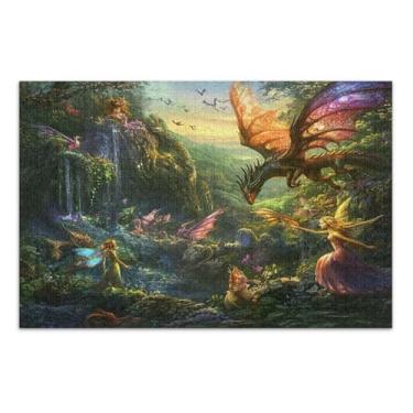 Imagem de Quebra-cabeças fadas dragões floresta para adultos 1000 peças, quebra-cabeças para adultos, jogos adultos