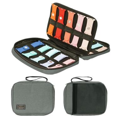 Imagem de 20 pulseiras de relógio estojo de armazenamento compatível com relógios, suporte expansível para pulseira de relógio armazena 20 pulseiras de relógio adequadas para a maioria dos tamanhos de pulseiras de relógio, organizador apenas para bolsas (cinza escuro)