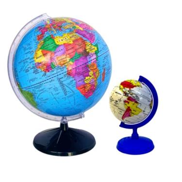 Imagem de GLOBO TERRESTRE POLÍTICO BASE PRETA 30CM + GLOBO BABY AZUL 10CM